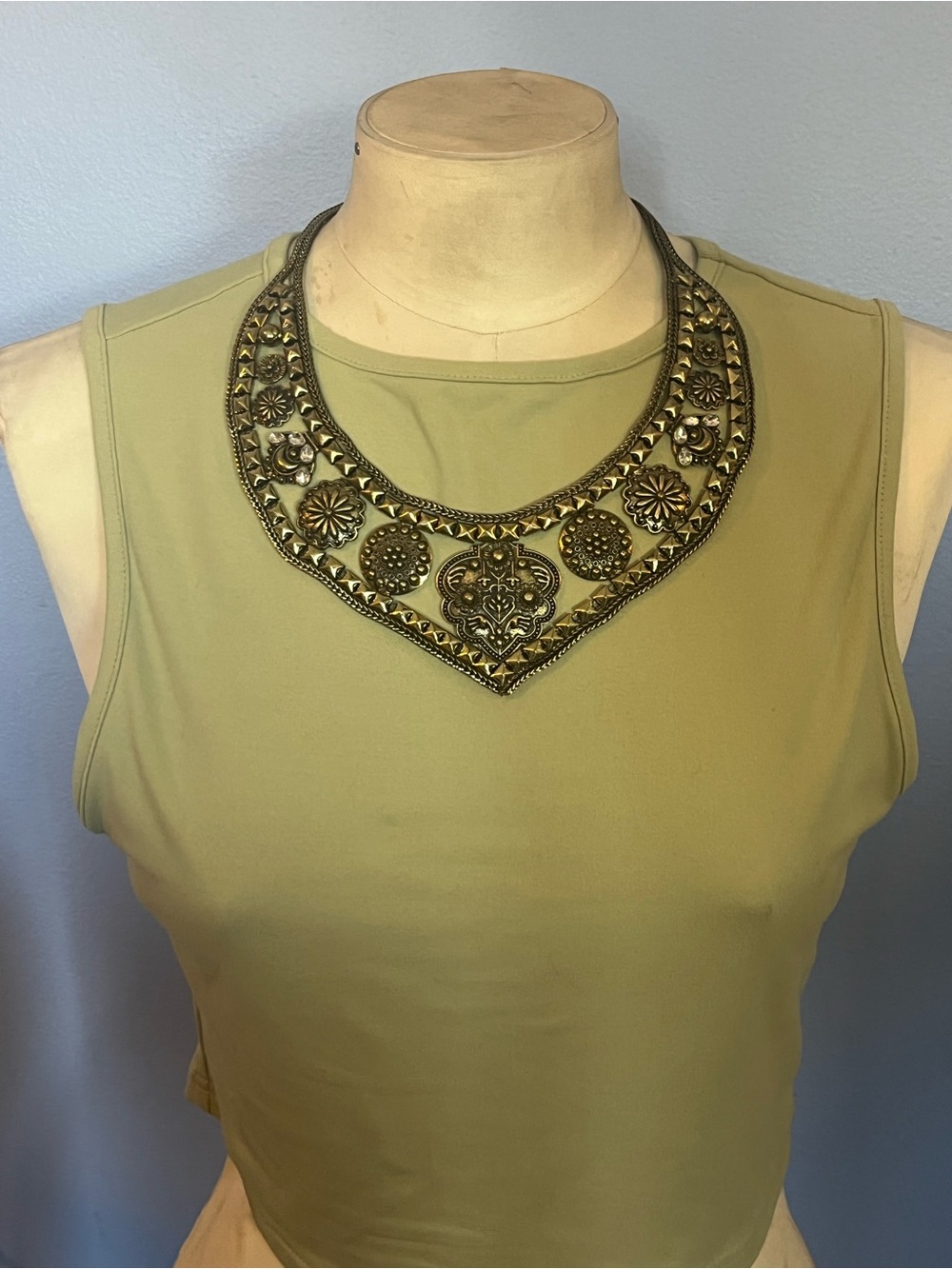 Gold-Tone Ornate Statement Collar Necklace - Women Jewelry